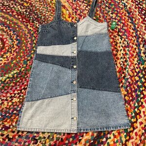 Denim Patchwork Button-Down Dress